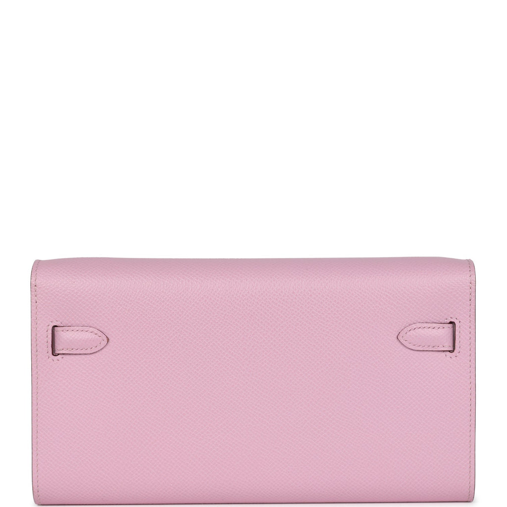 Hermes Kelly Wallet To Go Mauve Sylvestre Epsom Palladium Hardware
