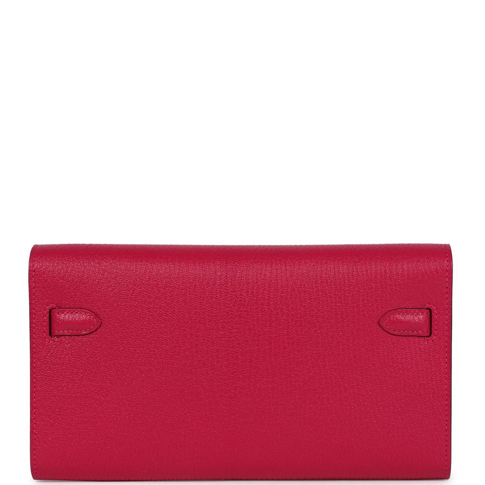 Hermes Kelly Wallet To Go Rose Mexico Chevre Palladium Hardware