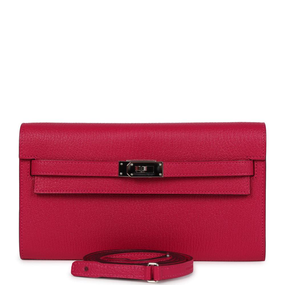 Hermes Kelly Wallet To Go Rose Mexico Chevre Palladium Hardware