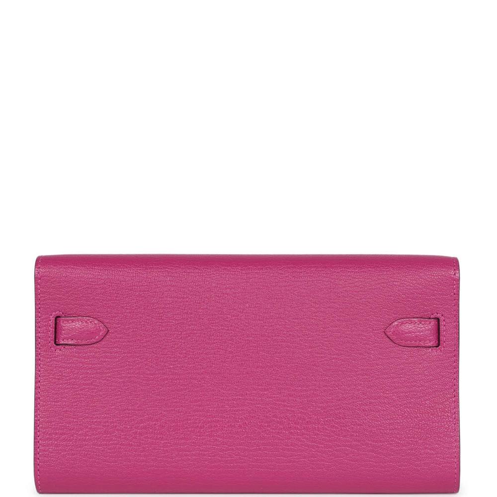Hermes Kelly Wallet To Go Rose Pourpre Chevre Palladium Hardware
