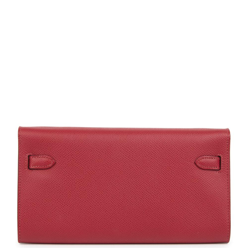 Hermes Kelly Wallet To Go Rouge Grenat Epsom Gold Hardware
