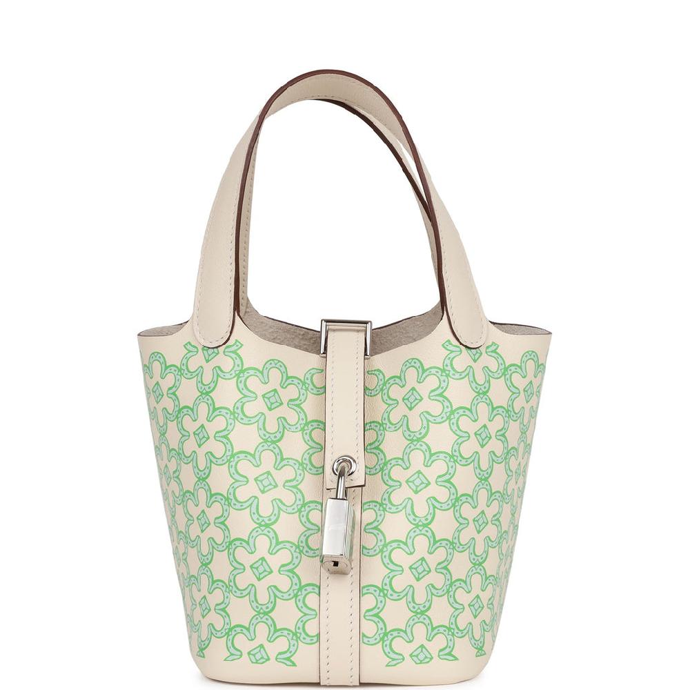 Hermes Micro Picotin Lock 14 "Lucky Daisy" Nata Swift Palladium Hardware