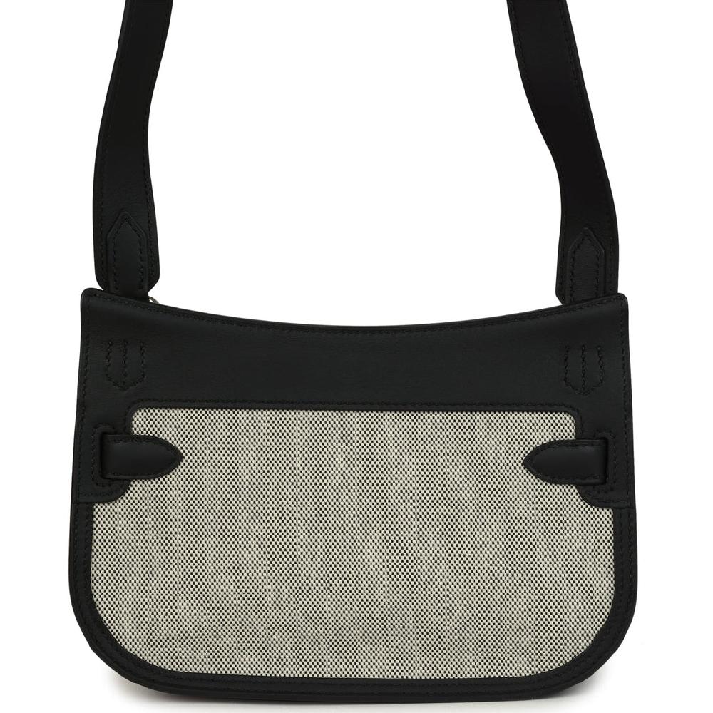 Hermes Mini Jypsiere Black And Ecru Toile H Black Swift Palladium Hardware