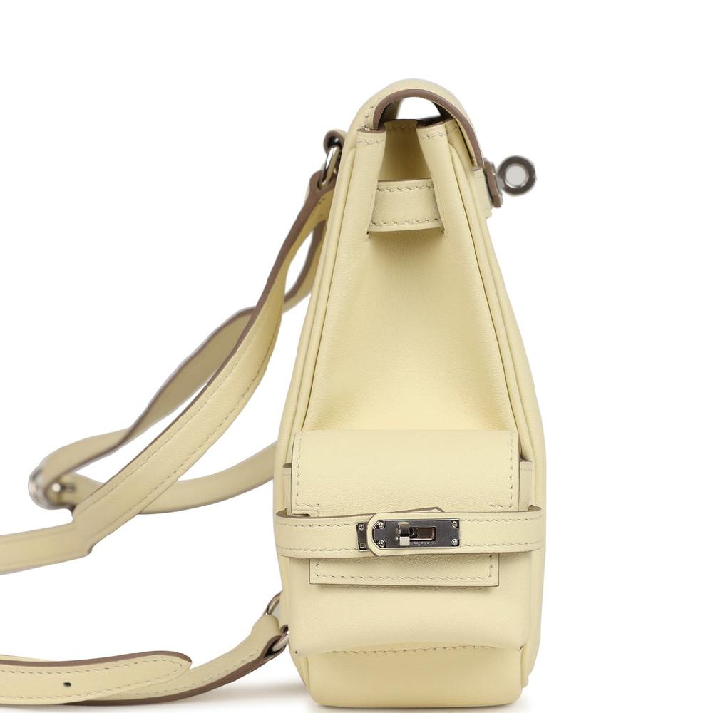 Hermes Mini Kelly Jump Backpack Jaune Milton Swift Palladium Hardware