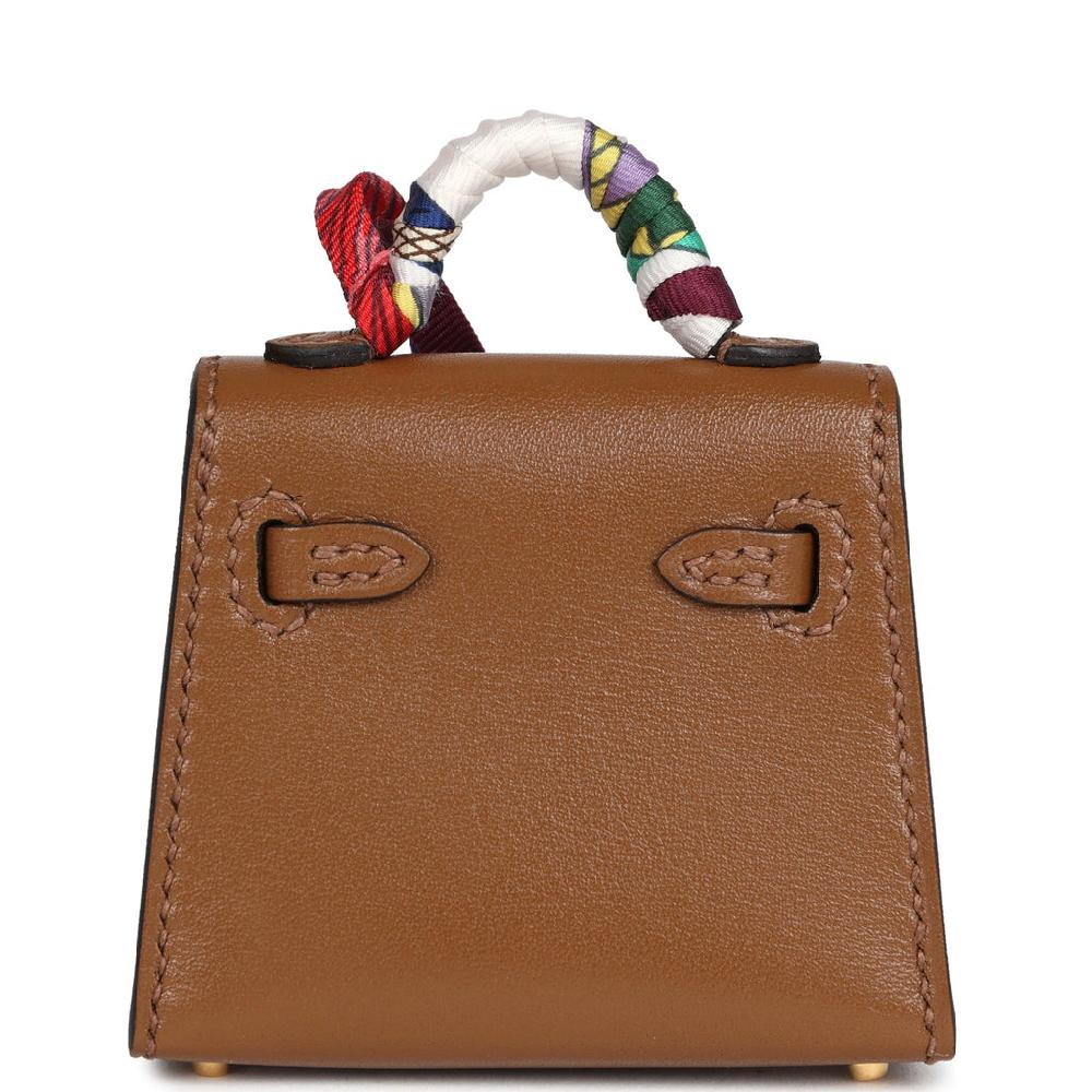 Hermes Mini Kelly Twilly Bag Charm Alezan Tadelakt Gold Hardware
