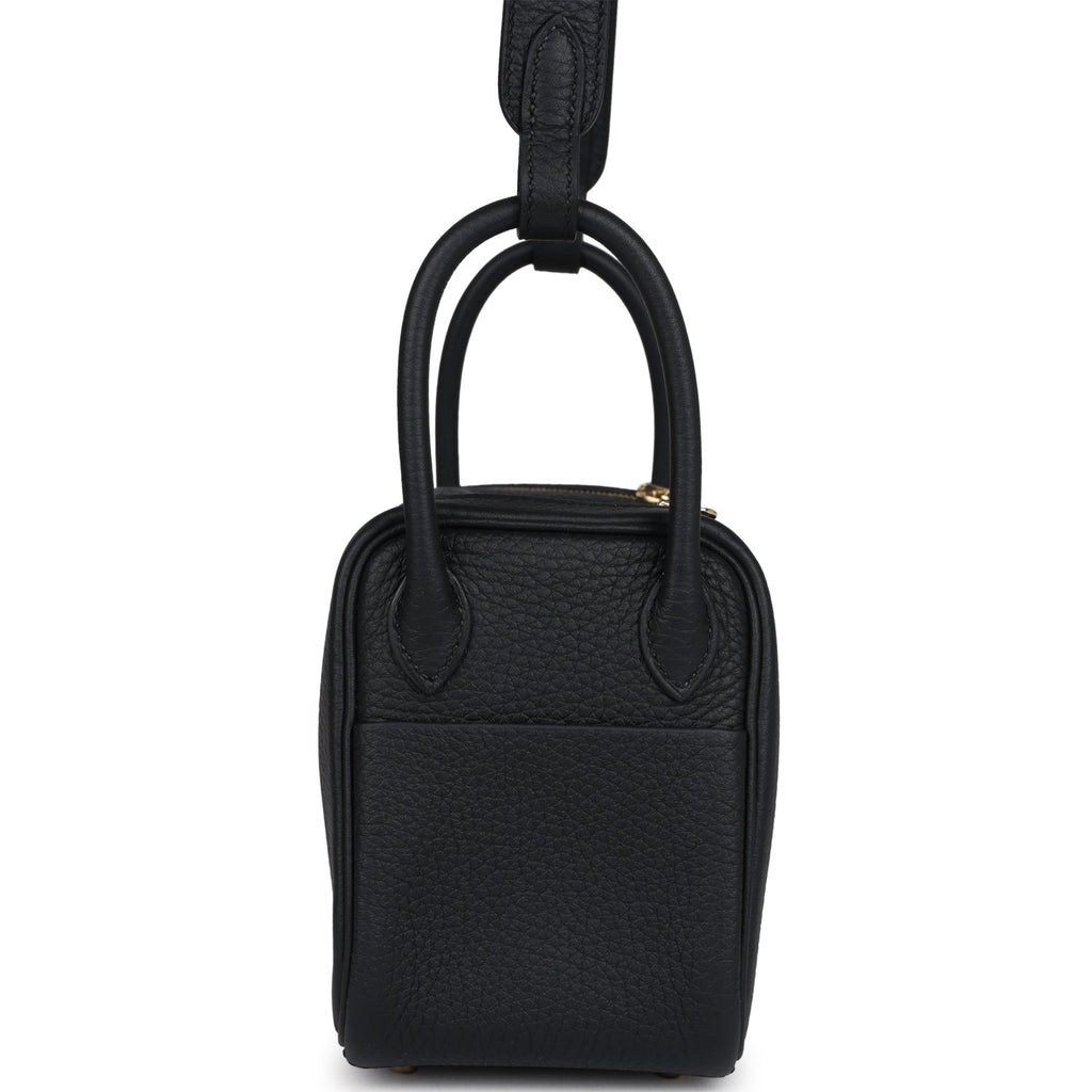 Hermes Mini Lindy II Black Clemence Gold Hardware