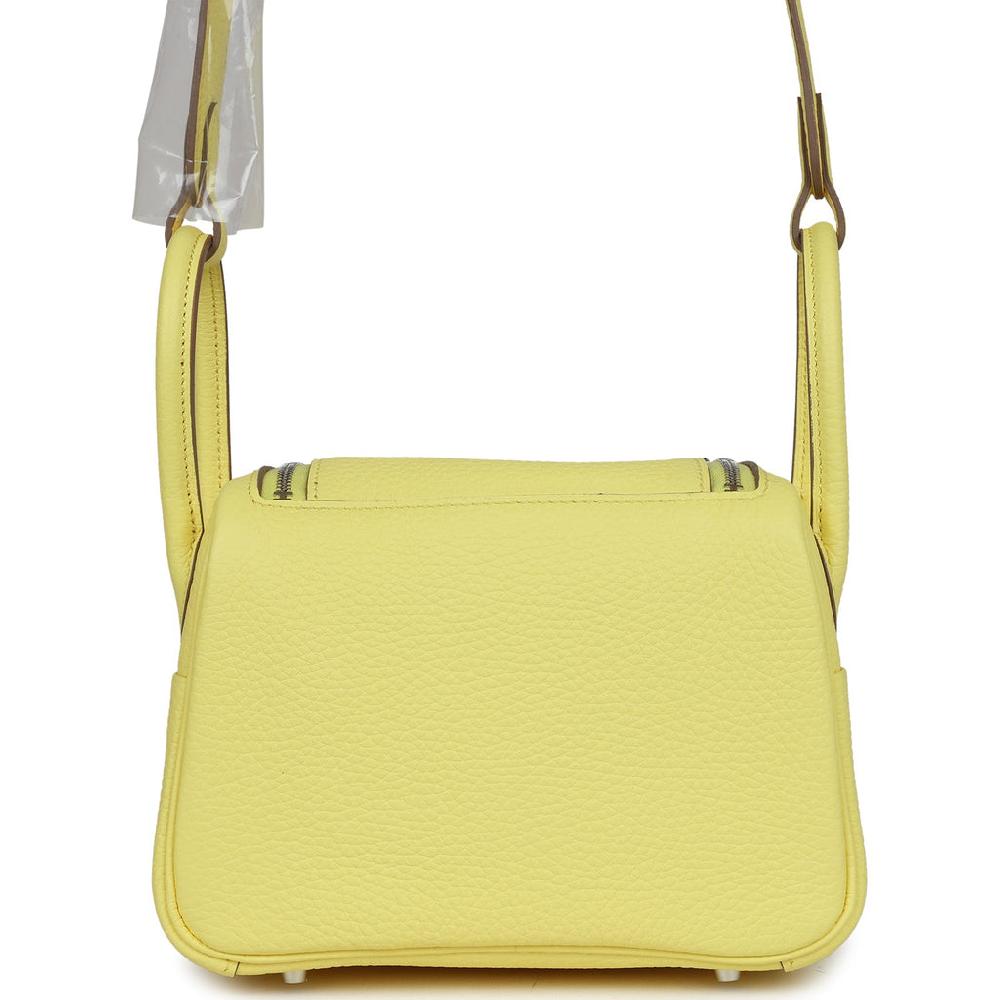 Hermes Mini Lindy Limoncello Clemence Palladium Hardware