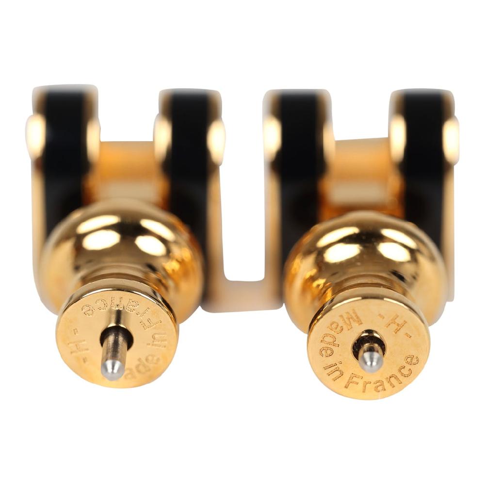 Hermes Mini Pop H Earrings Black Enamel Yellow Gold Hardware