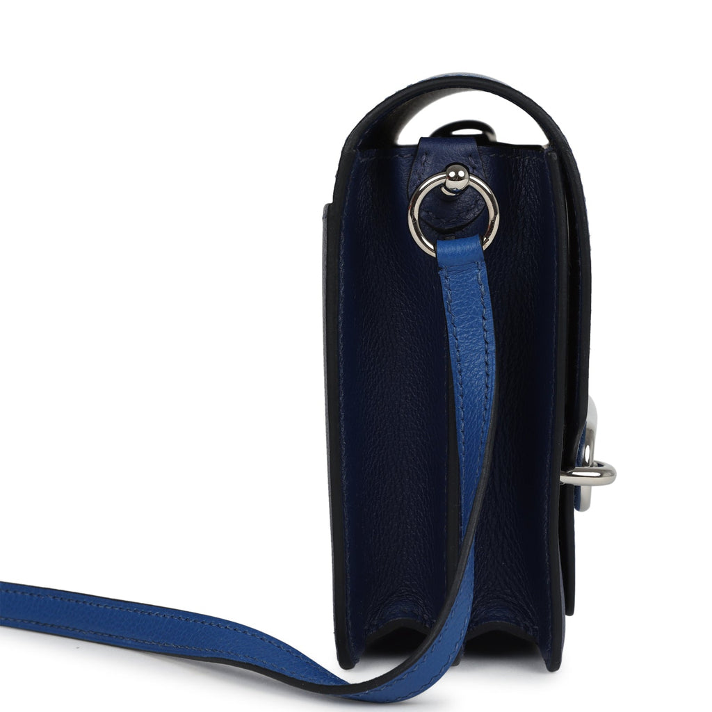 Hermes Mini Sac Roulis Bi-color Bleu Saphir And Bleu France Evercolor Palladium Hardware