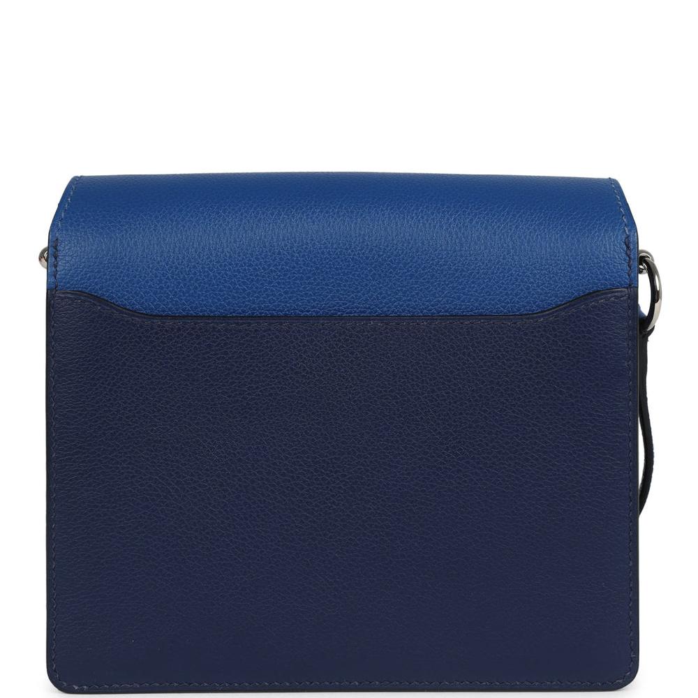 Hermes Mini Sac Roulis Bi-color Bleu Saphir And Bleu France Evercolor Palladium Hardware
