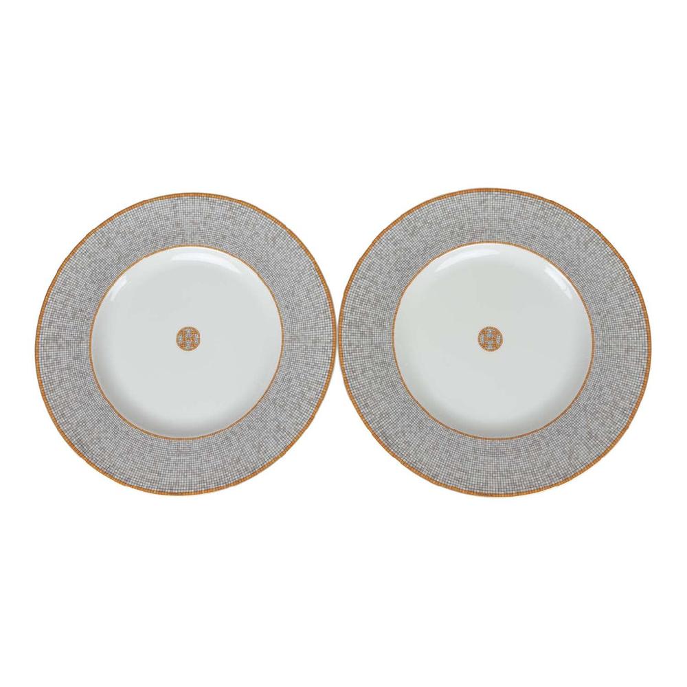 Hermes "Mosaique Au 24" Gold Porcelain Presentation Plate Set