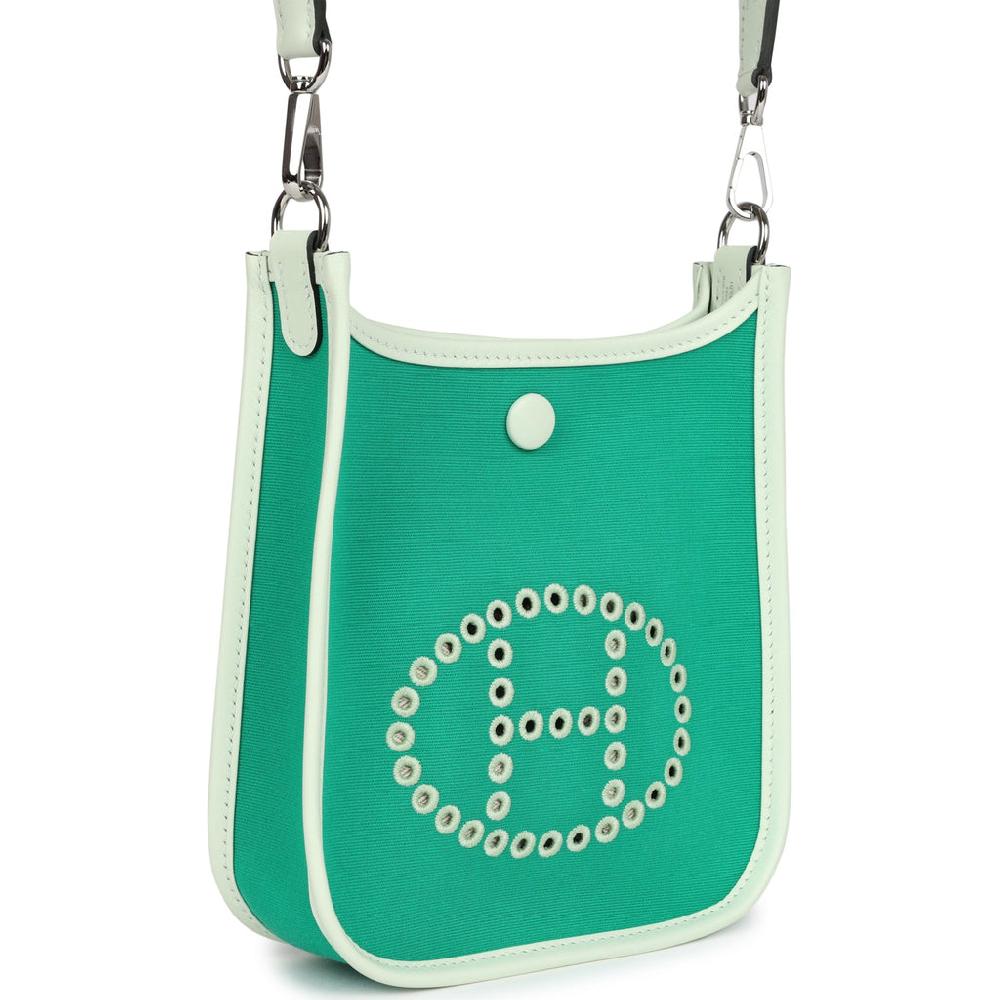 Hermes Neo Evelyne TPM Menthe Officier Canvas And Vert Fizz Swift Palladium Hardware