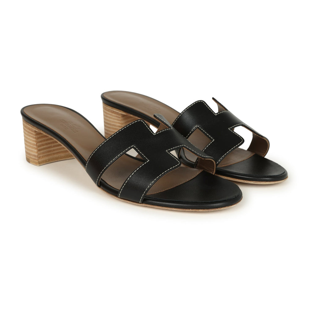 Hermes Oasis Sandals Black Calfskin 41 EU