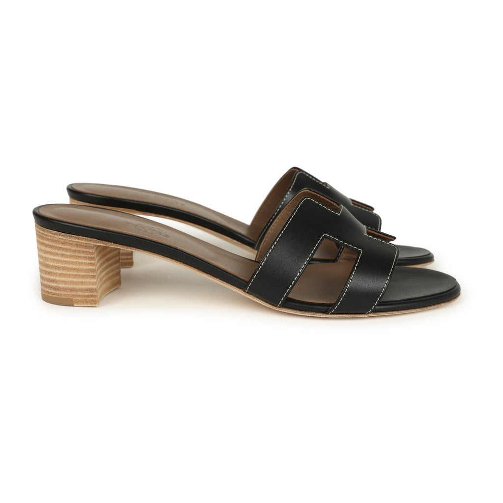 Hermes Oasis Sandals Black Calfskin 41 EU