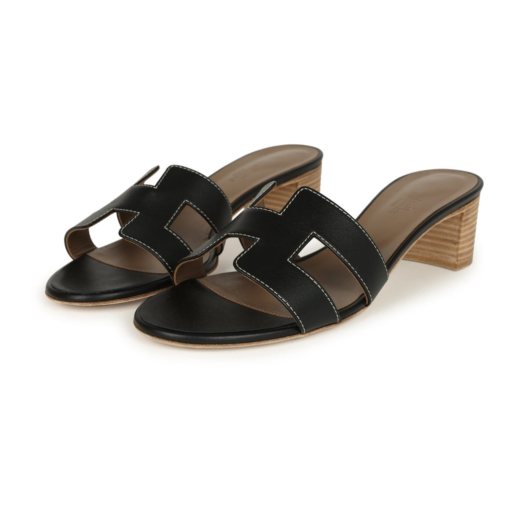 Hermes Oasis Sandals Black Calfskin 41 EU