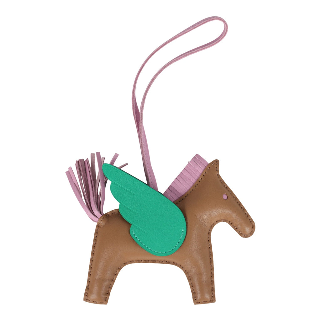 Hermes Pegase Rodeo Bag Charm MM Chai Mauve Sylvestre And Menthe Milo Lambskin