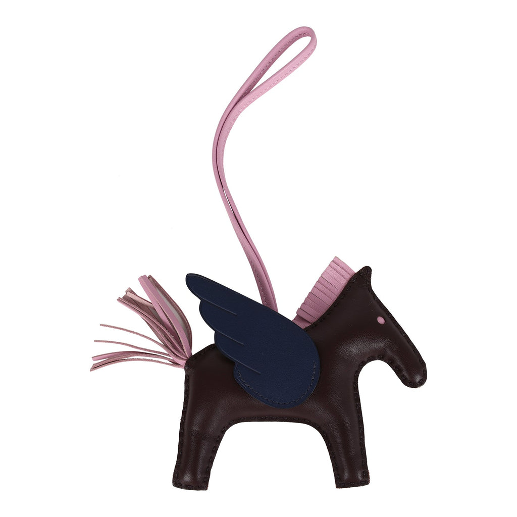 Hermes Pegase Rodeo Bag Charm MM Rouge Sellier Mauve Sylvestre And Bleu Saphir Milo Lambskin