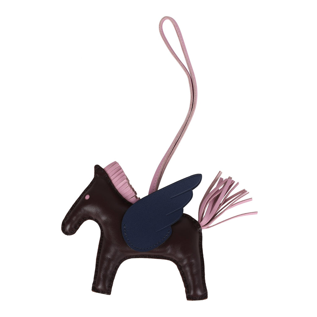 Hermes Pegase Rodeo Bag Charm MM Rouge Sellier Mauve Sylvestre and Bleu Saphir Milo Lambskin