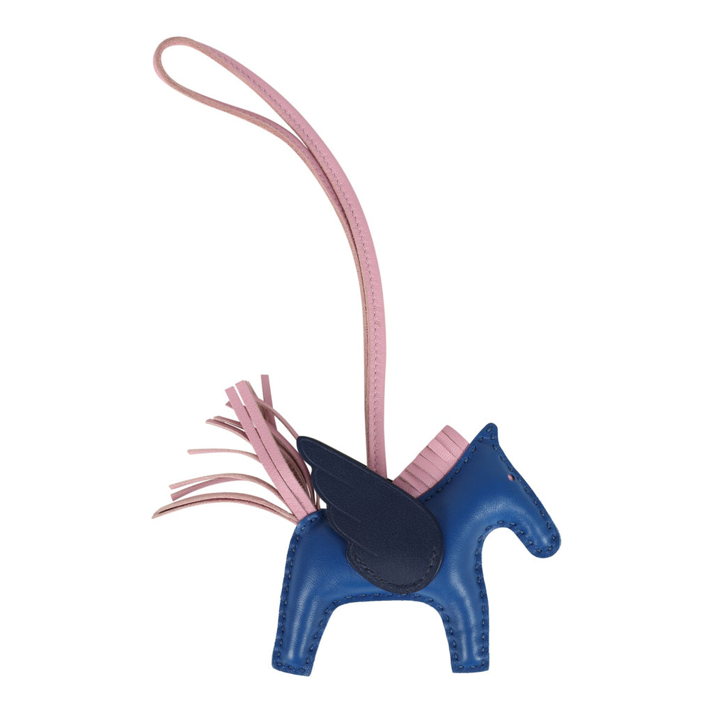 Hermes Pegase Rodeo Bag Charm PM Bleu France Bleu Nuit & Mauve Sylvestre Milo Lambskin