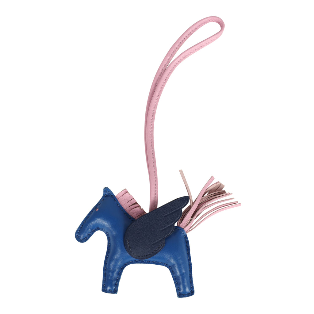 Hermes Pegase Rodeo Bag Charm PM Bleu France Bleu Nuit & Mauve Sylvestre Milo Lambskin
