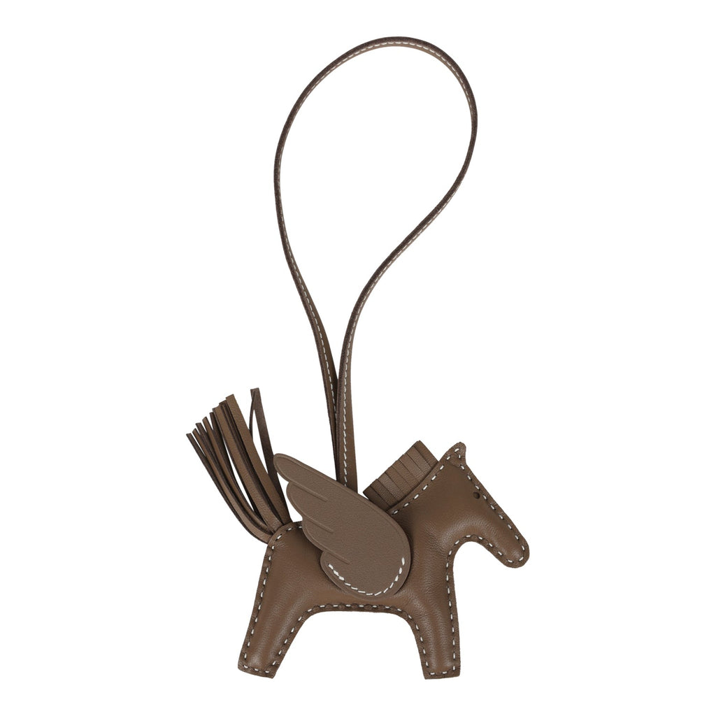 Hermes Pegase Rodeo Bag Charm PM Etoupe Milo Lambskin