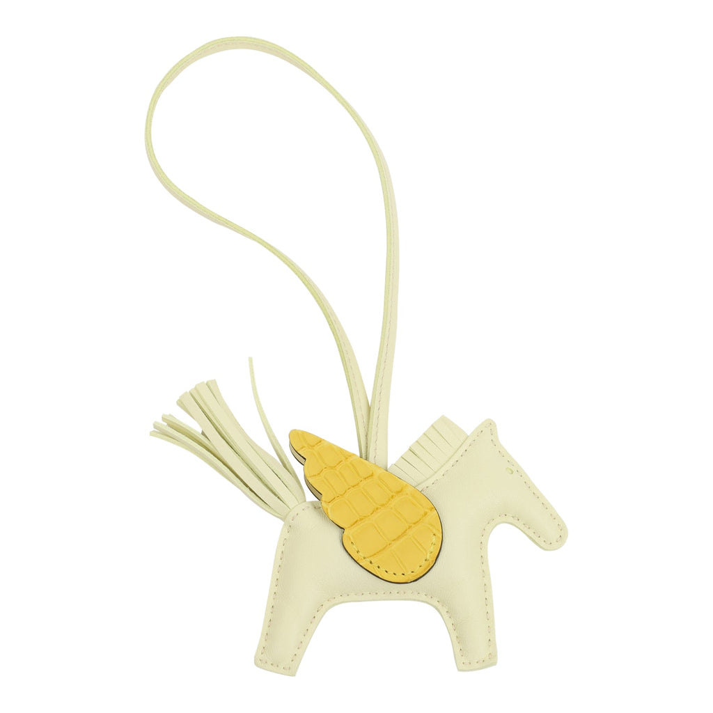 Hermes Pegase Rodeo Bag Charm PM Jaune Milton Milo Lambskin And Mimosa Matte Alligator Touch