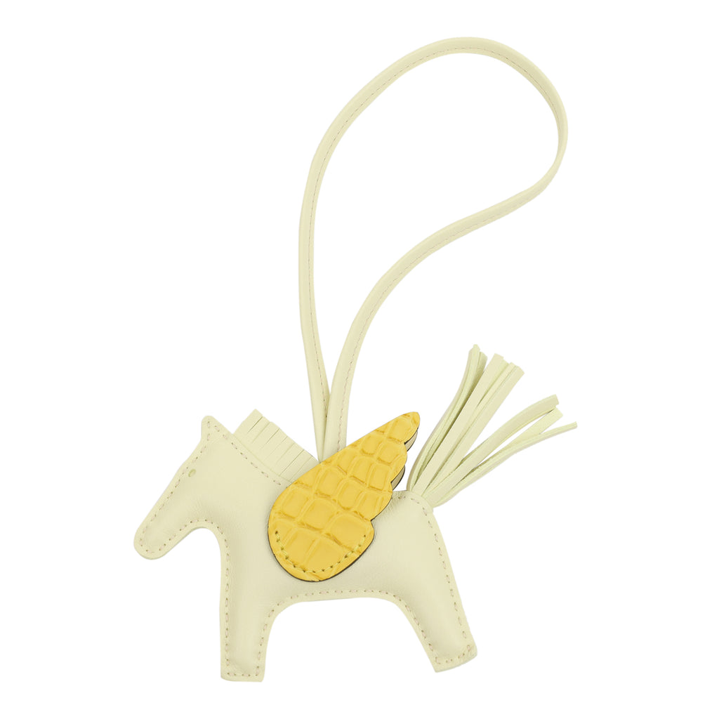 Hermes Pegase Rodeo Bag Charm PM Jaune Milton Milo Lambskin and Mimosa Matte Alligator Touch