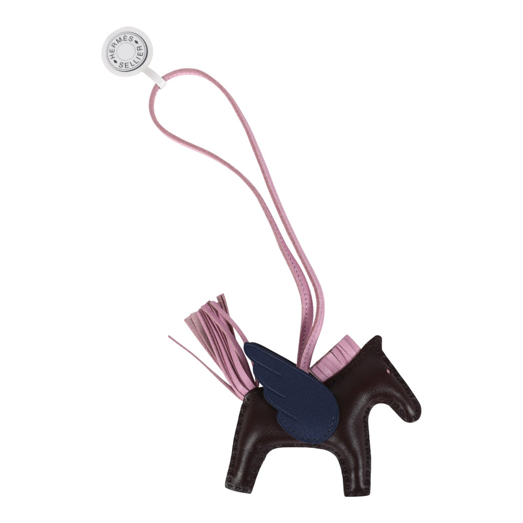 Hermes Pegase Rodeo Bag Charm PM Rouge Sellier Mauve Sylvestre & Bleu Saphir Milo Lambskin