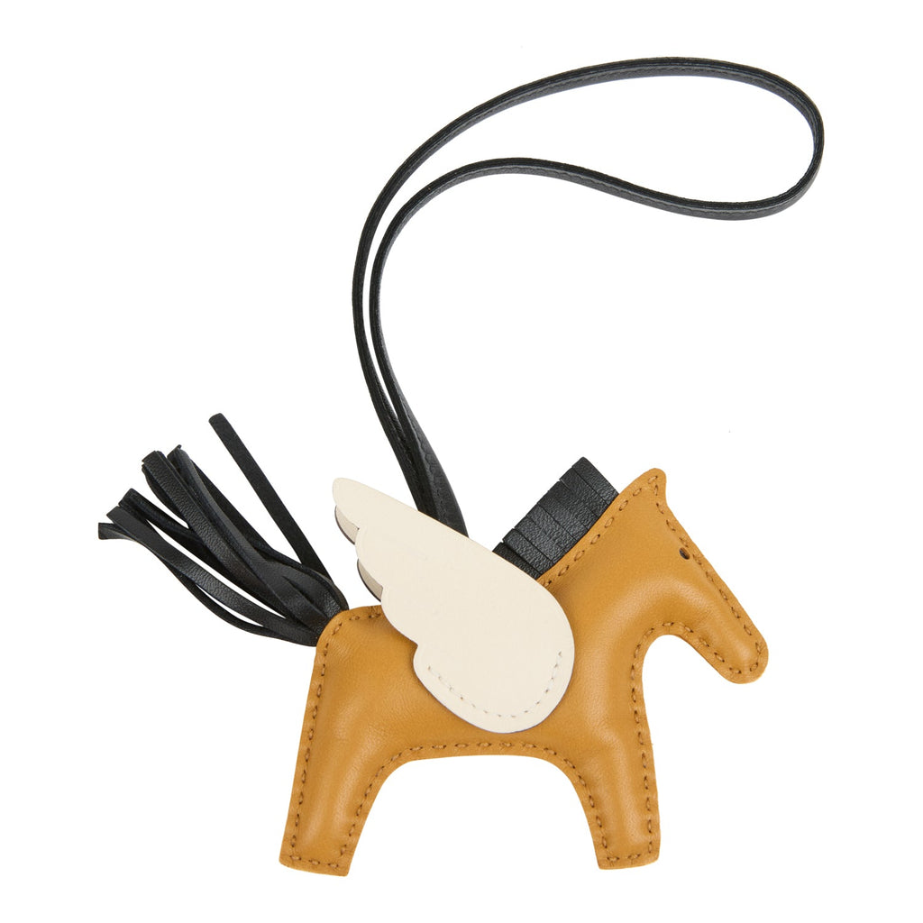 Hermes Pegase Rodeo Bag Charm PM Sesame Black And Nata Milo Lambskin