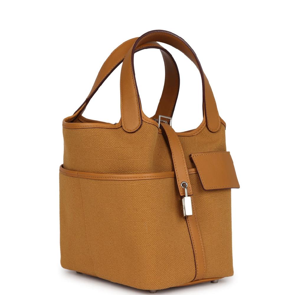 Hermes Picotin Cargo 18 Sesame Swift And Toile Canvas Palladium Hardware