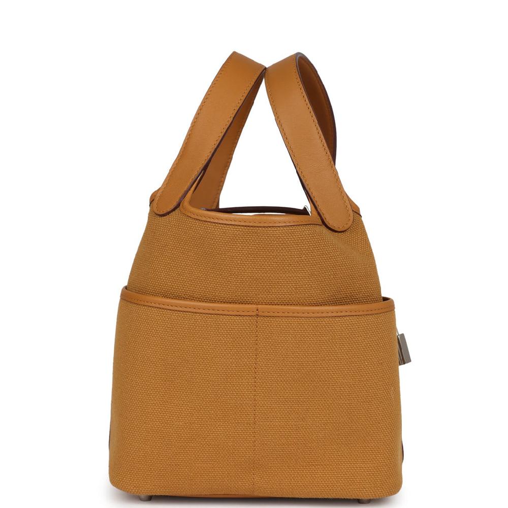 Hermes Picotin Cargo 18 Sesame Swift And Toile Canvas Palladium Hardware