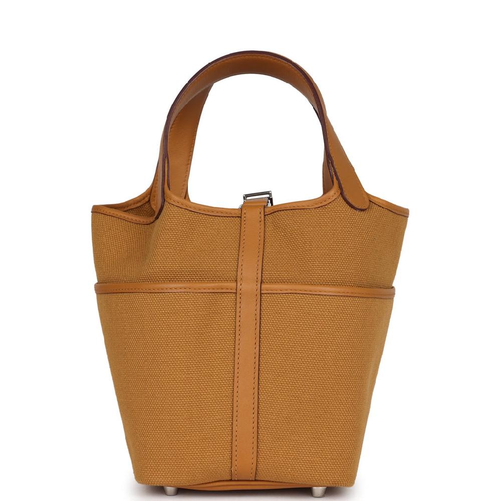 Hermes Picotin Cargo 18 Sesame Swift And Toile Canvas Palladium Hardware