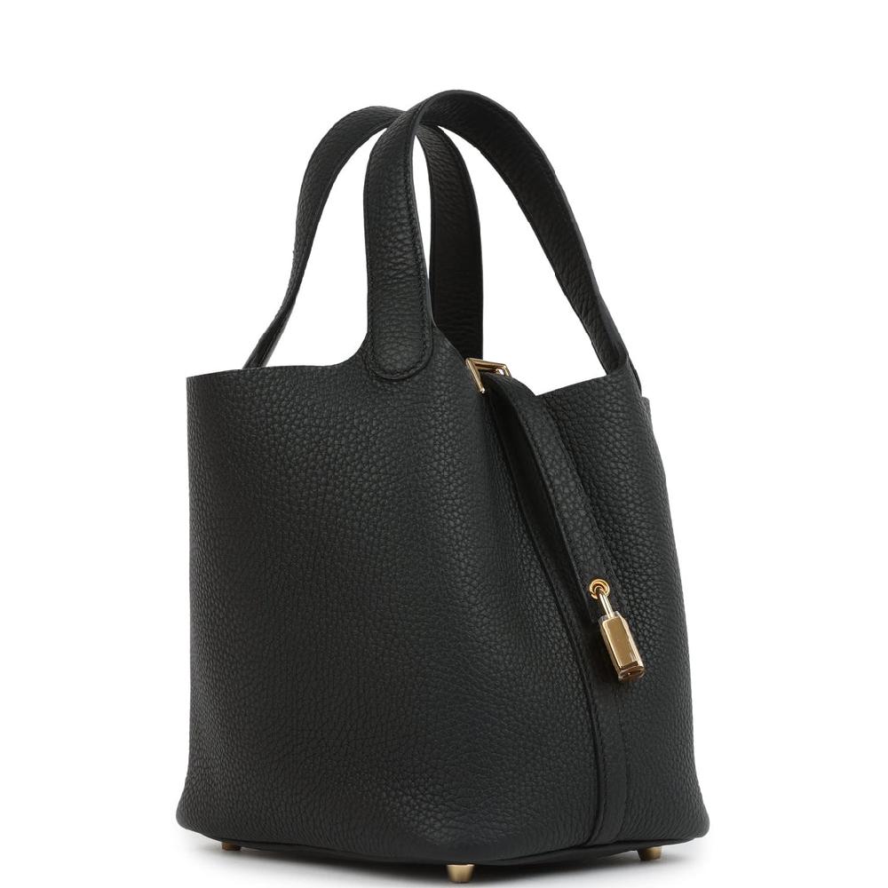Hermes Picotin Lock 18 Black Clemence Gold Hardware