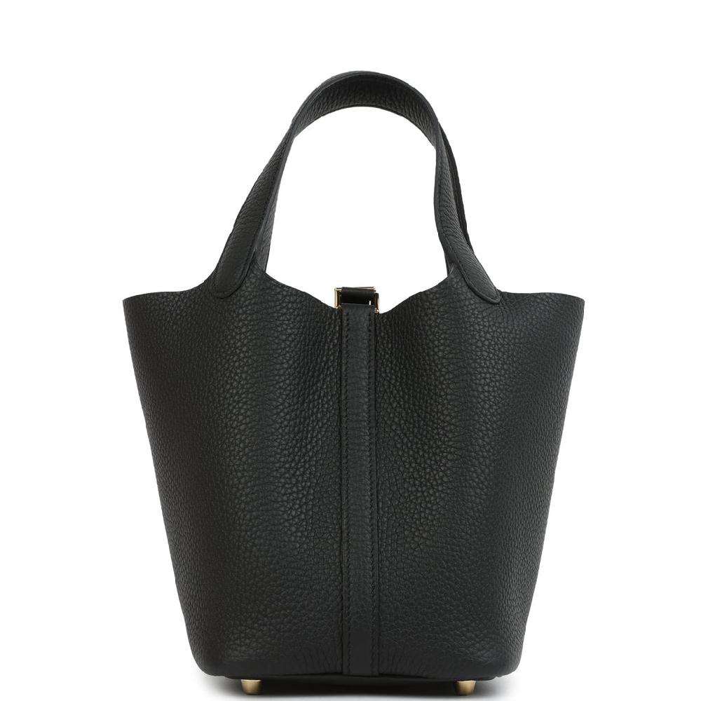 Hermes Picotin Lock 18 Black Clemence Gold Hardware