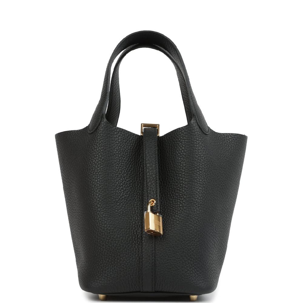 Hermes Picotin Lock 18 Black Clemence Gold Hardware