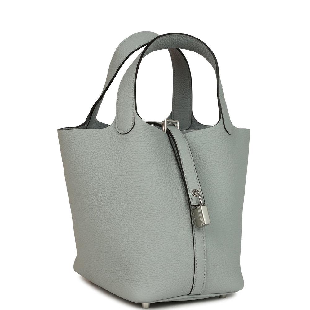 Hermes Picotin Lock 18 Bleu Glacier Clemence Palladium Hardware