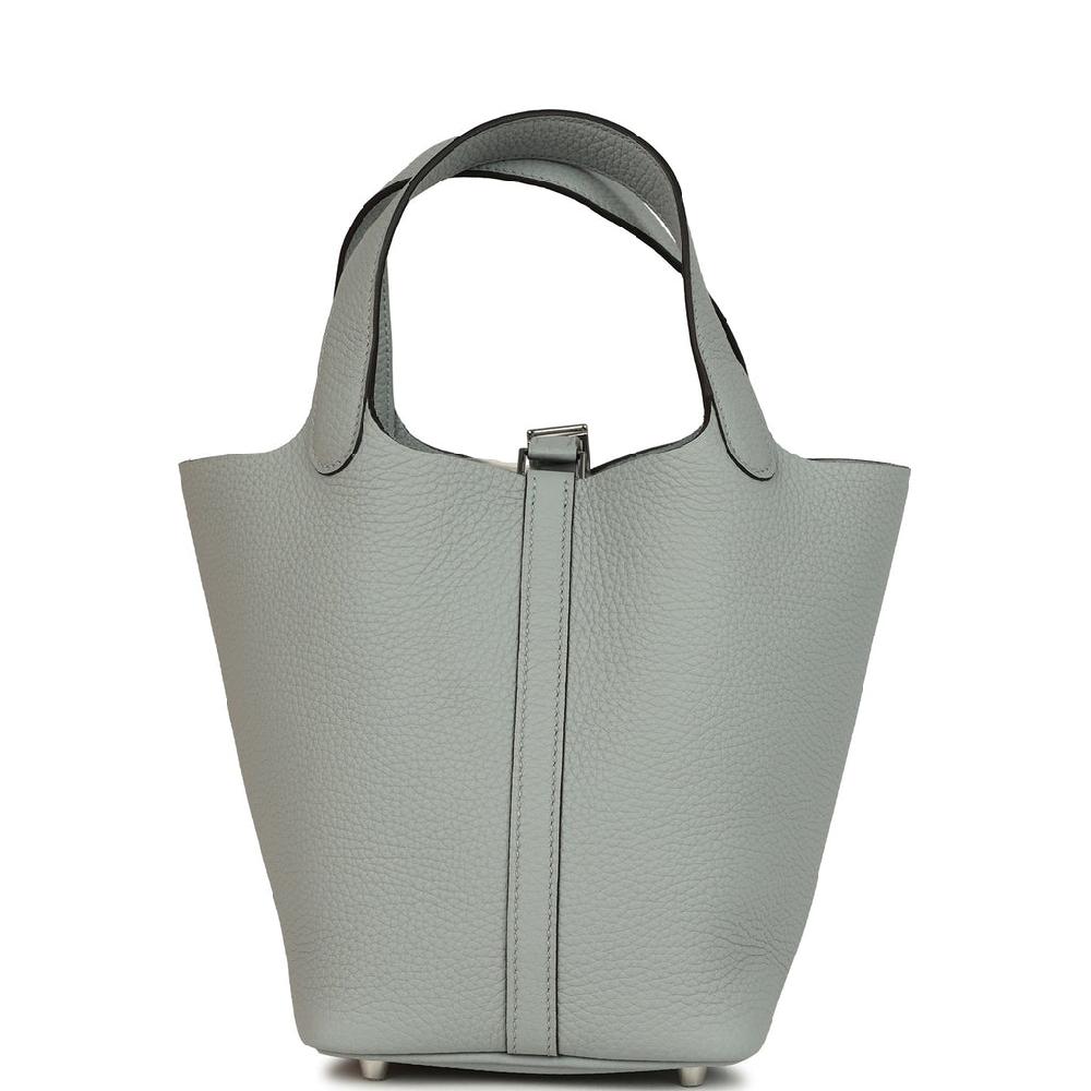 Hermes Picotin Lock 18 Bleu Glacier Clemence Palladium Hardware