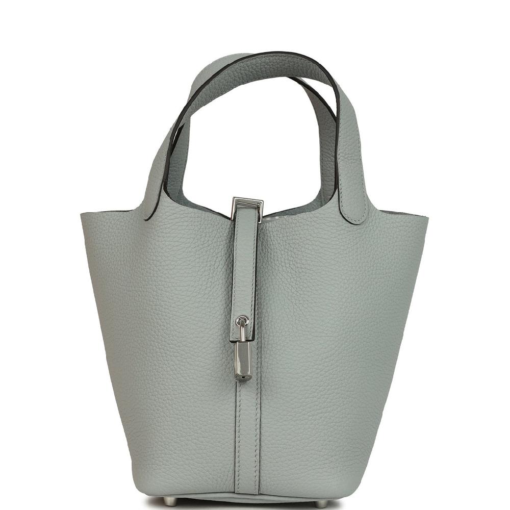 Hermes Picotin Lock 18 Bleu Glacier Clemence Palladium Hardware