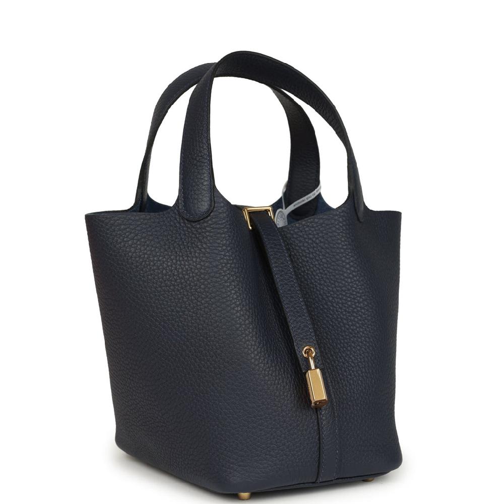Hermes Picotin Lock 18 Bleu Nuit Clemence Gold Hardware