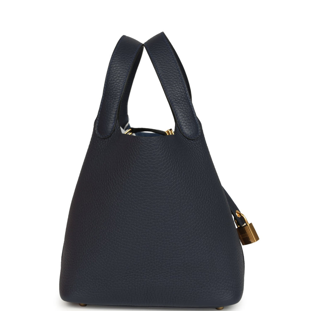 Hermes Picotin Lock 18 Bleu Nuit Clemence Gold Hardware