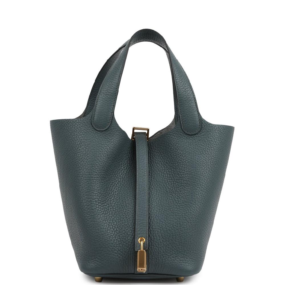 Hermes Picotin Lock 18 Bleu Orage Clemence Gold Hardware