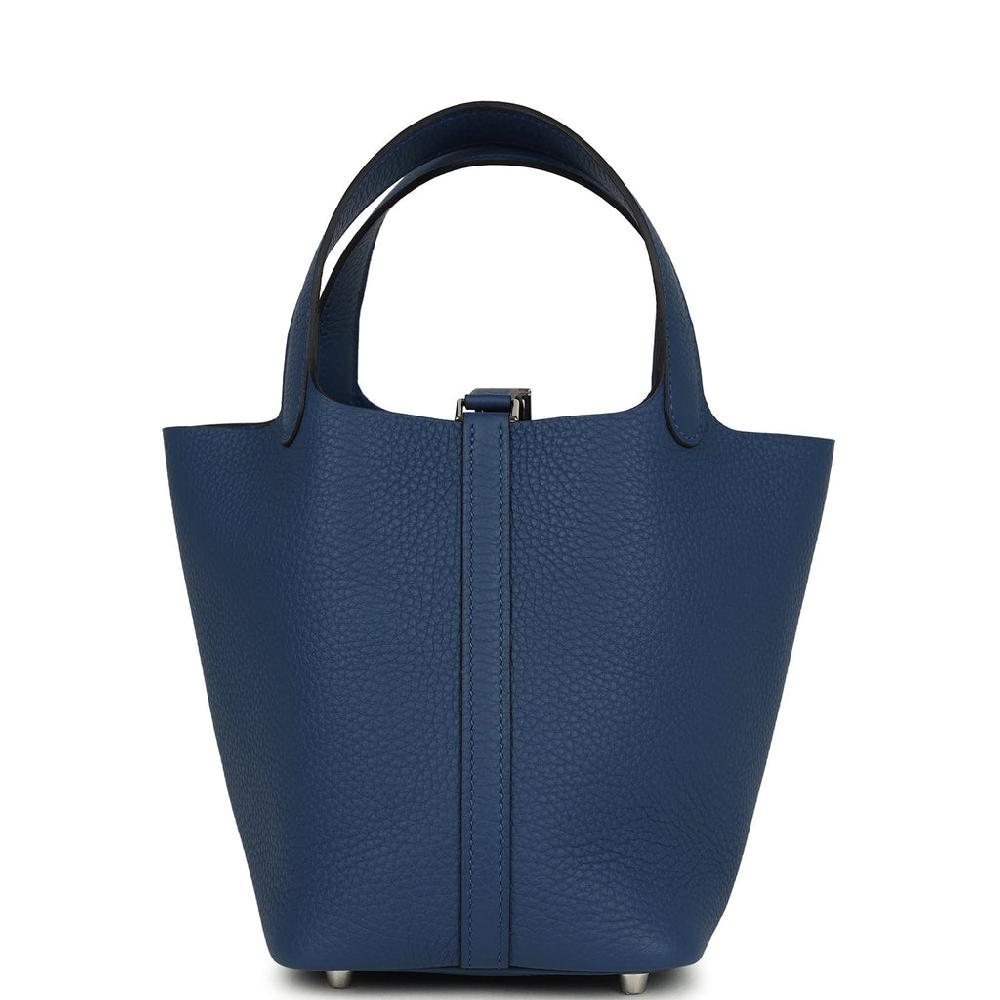 Hermes Picotin Lock 18 Bleu Tie Clemence Palladium Hardware