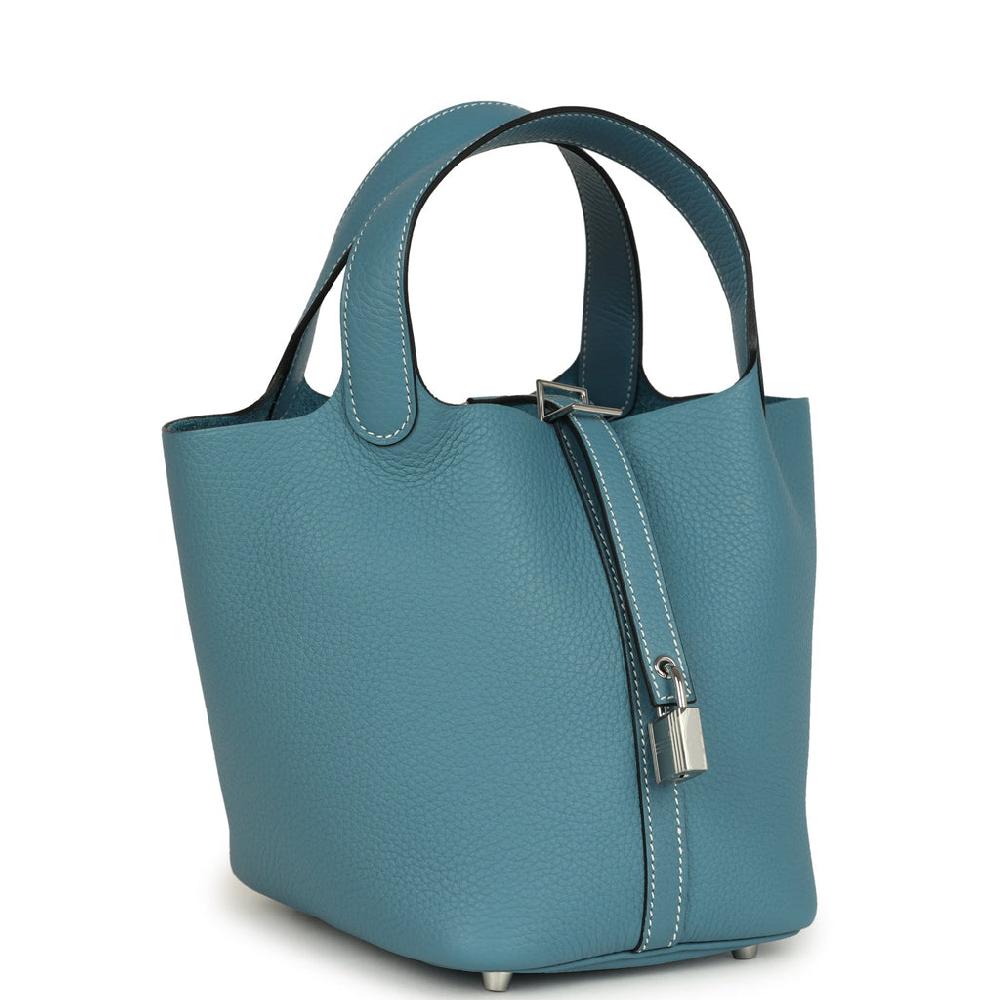 Hermes Picotin Lock 18 Blue Jean Clemence Palladium Hardware