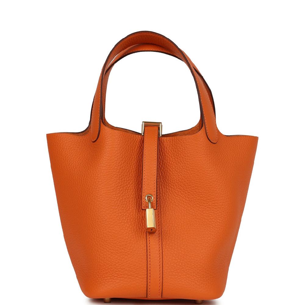 Hermes Picotin Lock 18 Orange Clemence Gold Hardware