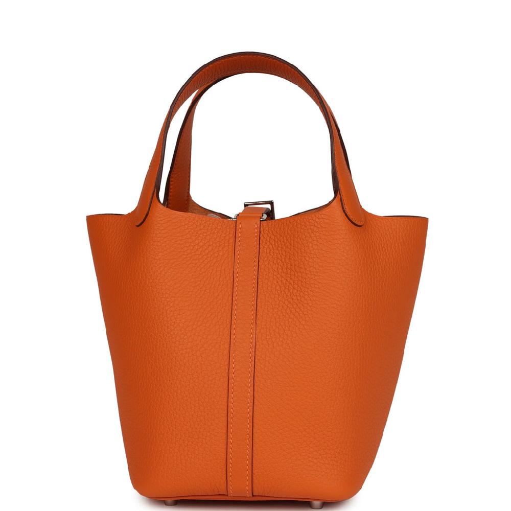 Hermes Picotin Lock 18 Orange Clemence Palladium Hardware