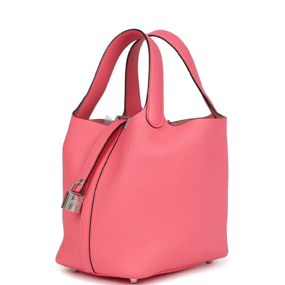Hermes Picotin Lock 18 Rose Azalee Clemence Palladium Hardware