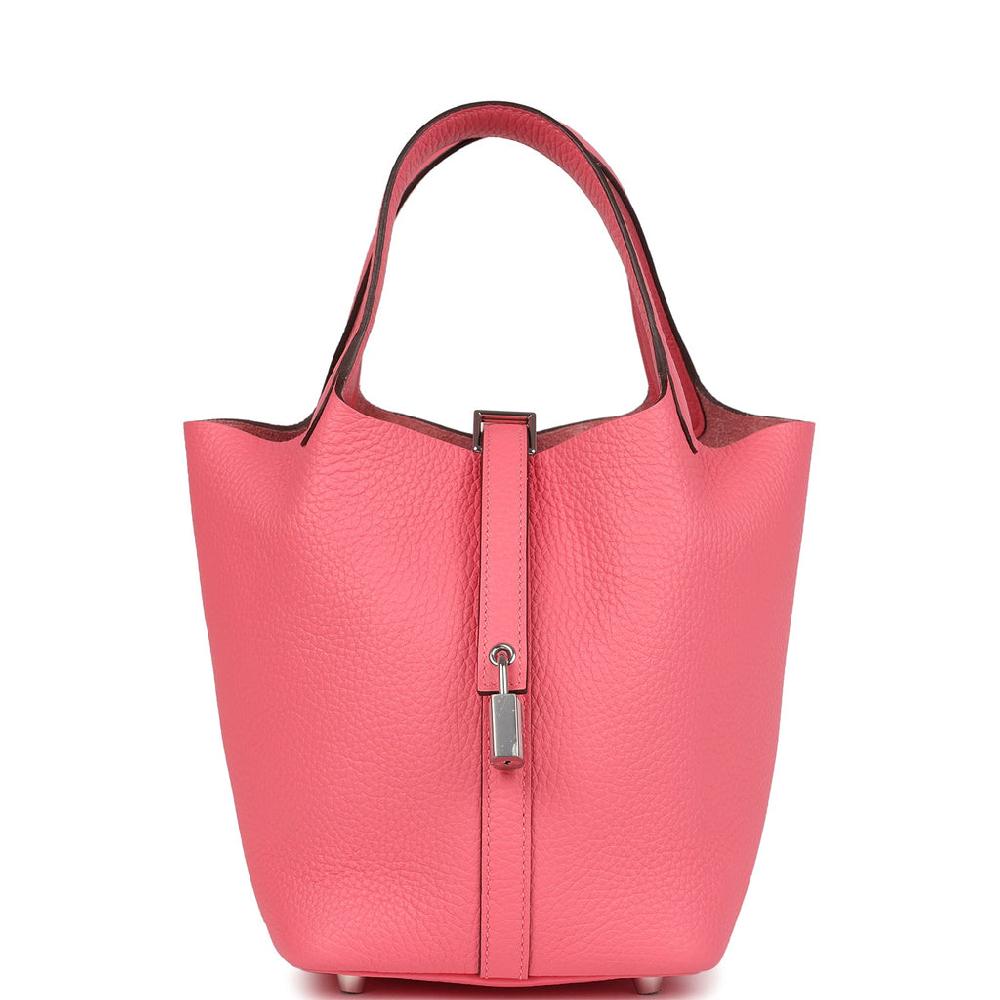 Hermes Picotin Lock 18 Rose Azalee Clemence Palladium Hardware