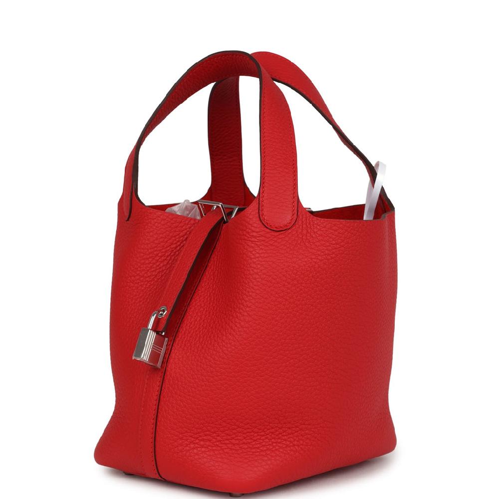 Hermes Picotin Lock 18 Rouge Radieux Clemence Palladium Hardware