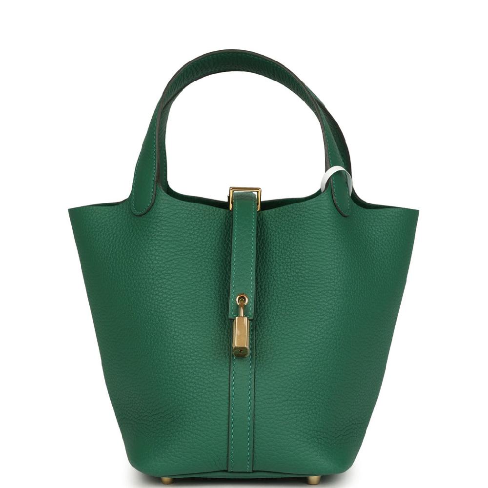 Hermes Picotin Lock 18 Vert Moyen Clemence Gold Hardware