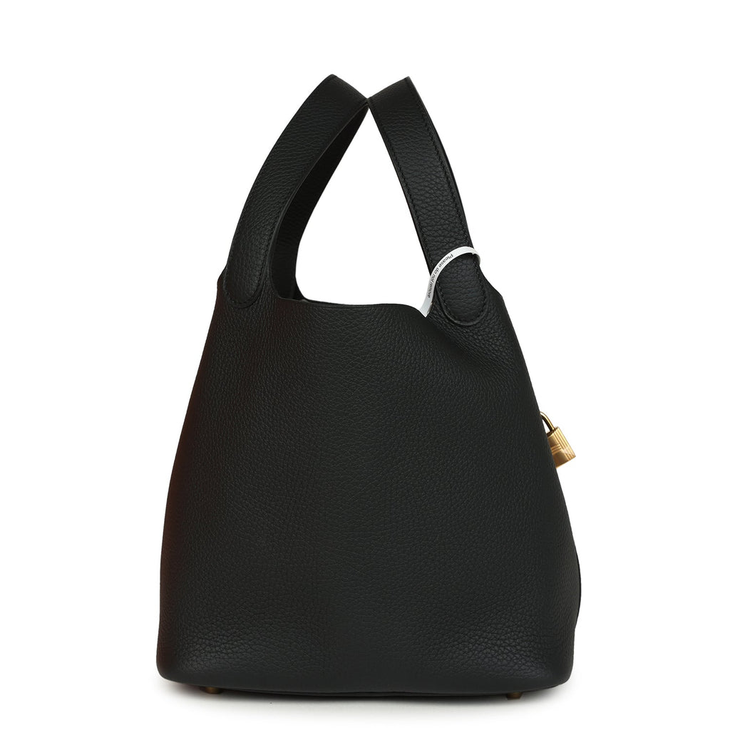 Hermes Picotin Lock 22 Black Clemence Gold Hardware